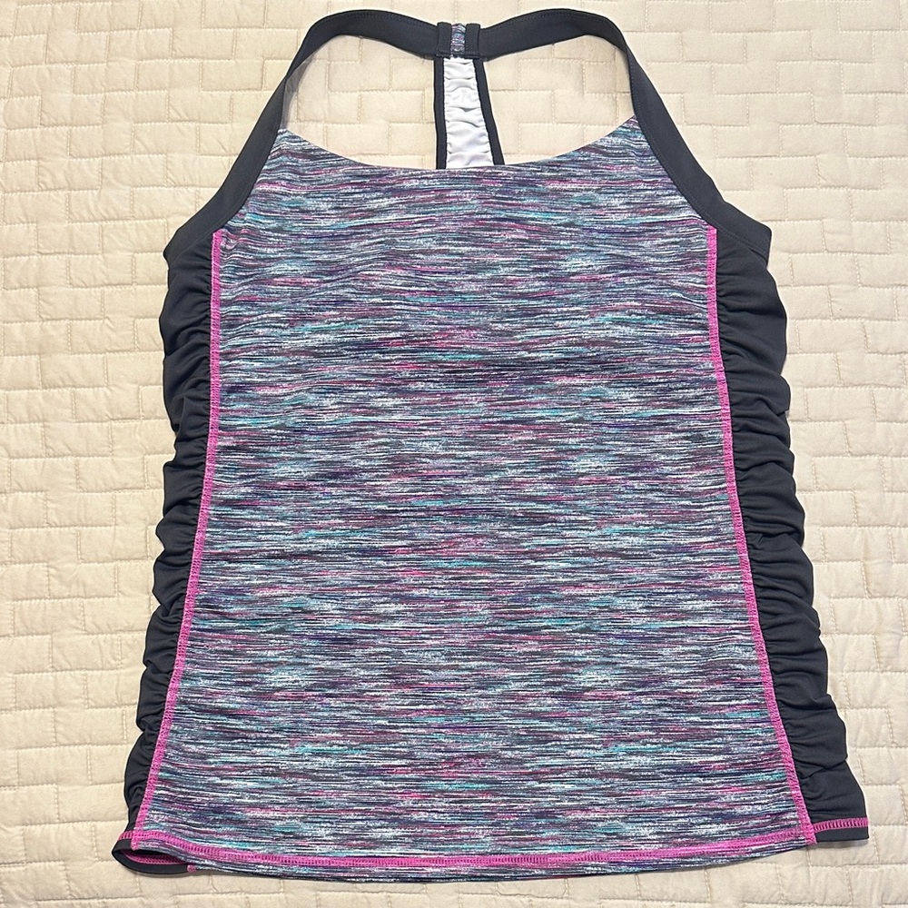 Ideology Gray and Pink Athletic Tank Top